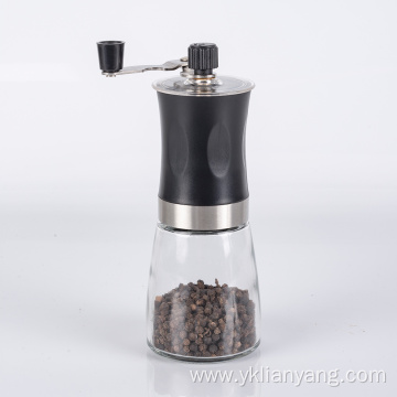 manual stainless steel coffee grinder with glass bottle